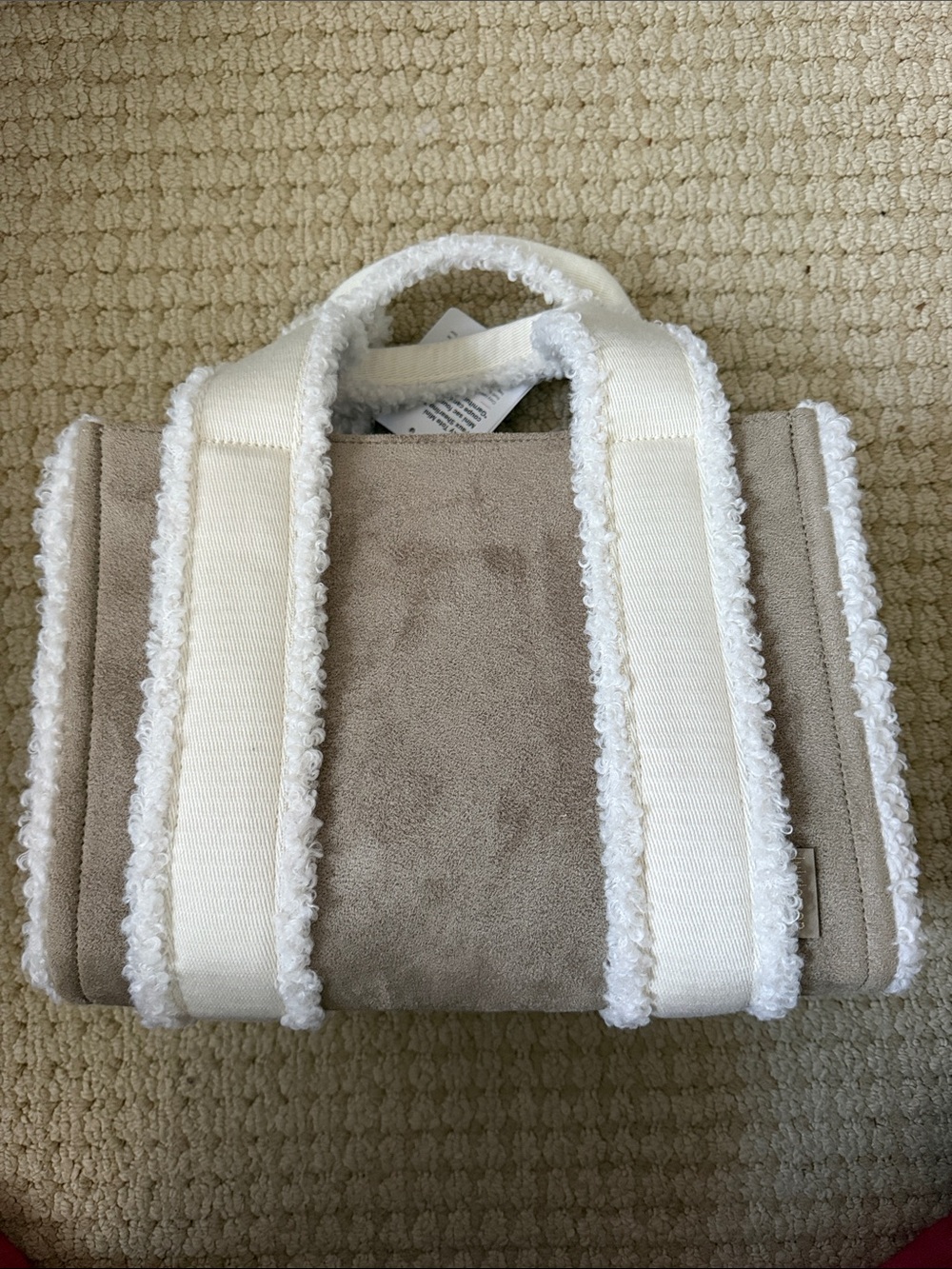 lululemon Boxy Tote Mini Faux Shearling Trim Kids Tote - Cream - Picture 4 of 5